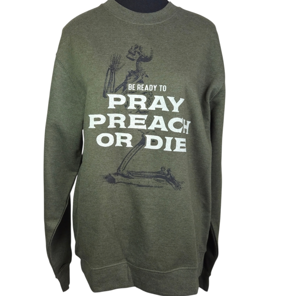 Olive Green Graphic Women's Sweatshirt Size Med